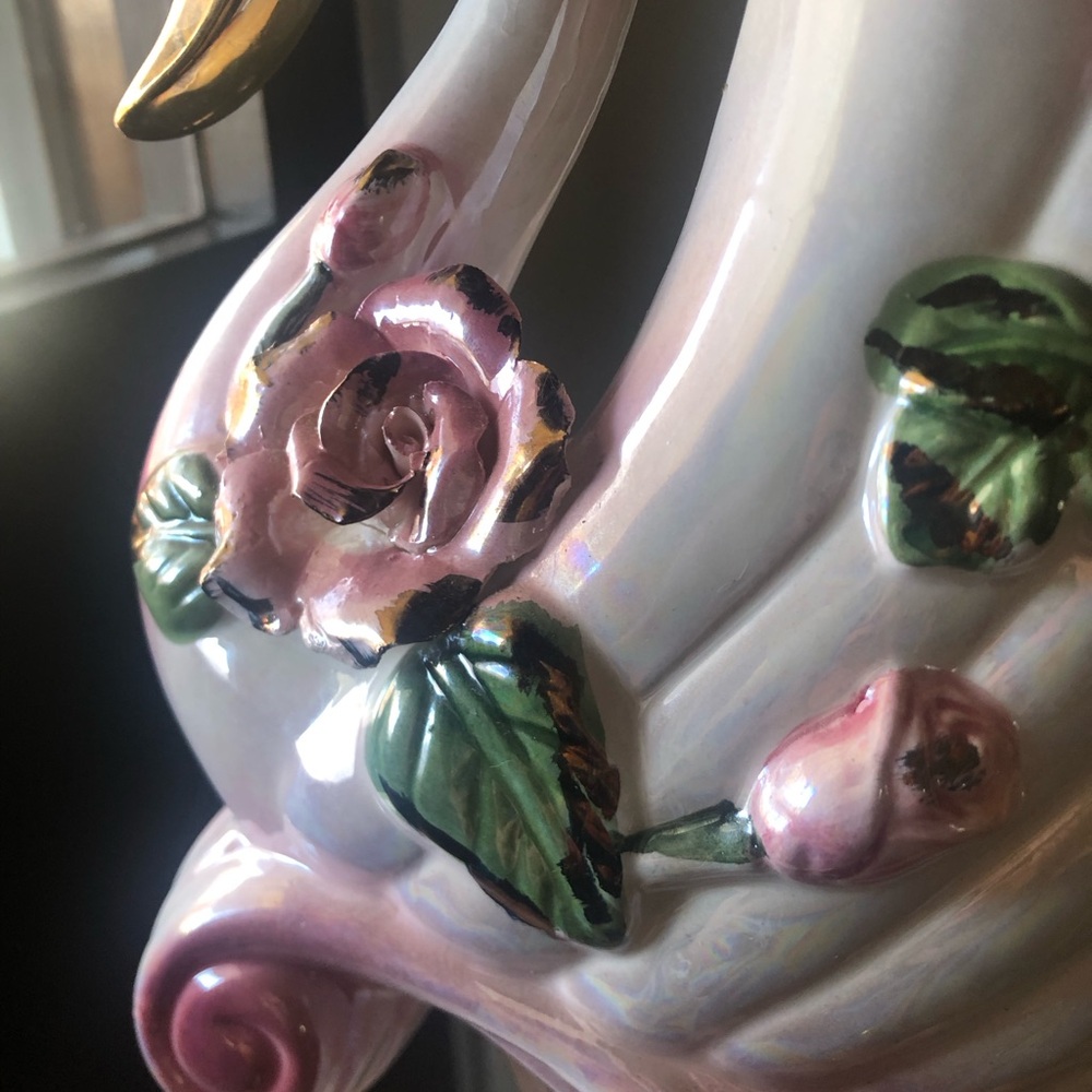 Vintage Pink and Cream Swan Vase - Picture 8 of 9